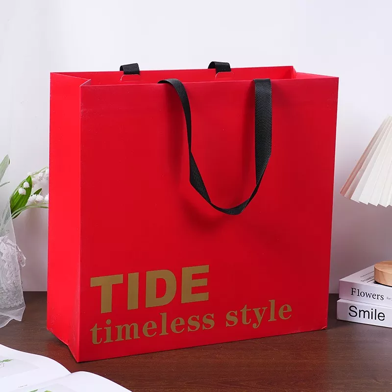 Bolsa de compras de papel reutilizable plegable