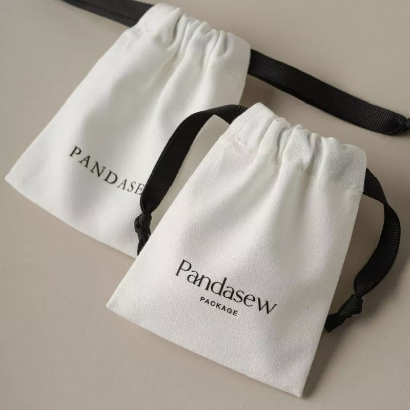 Bolsa de regalo pequeña de algodón con cordón